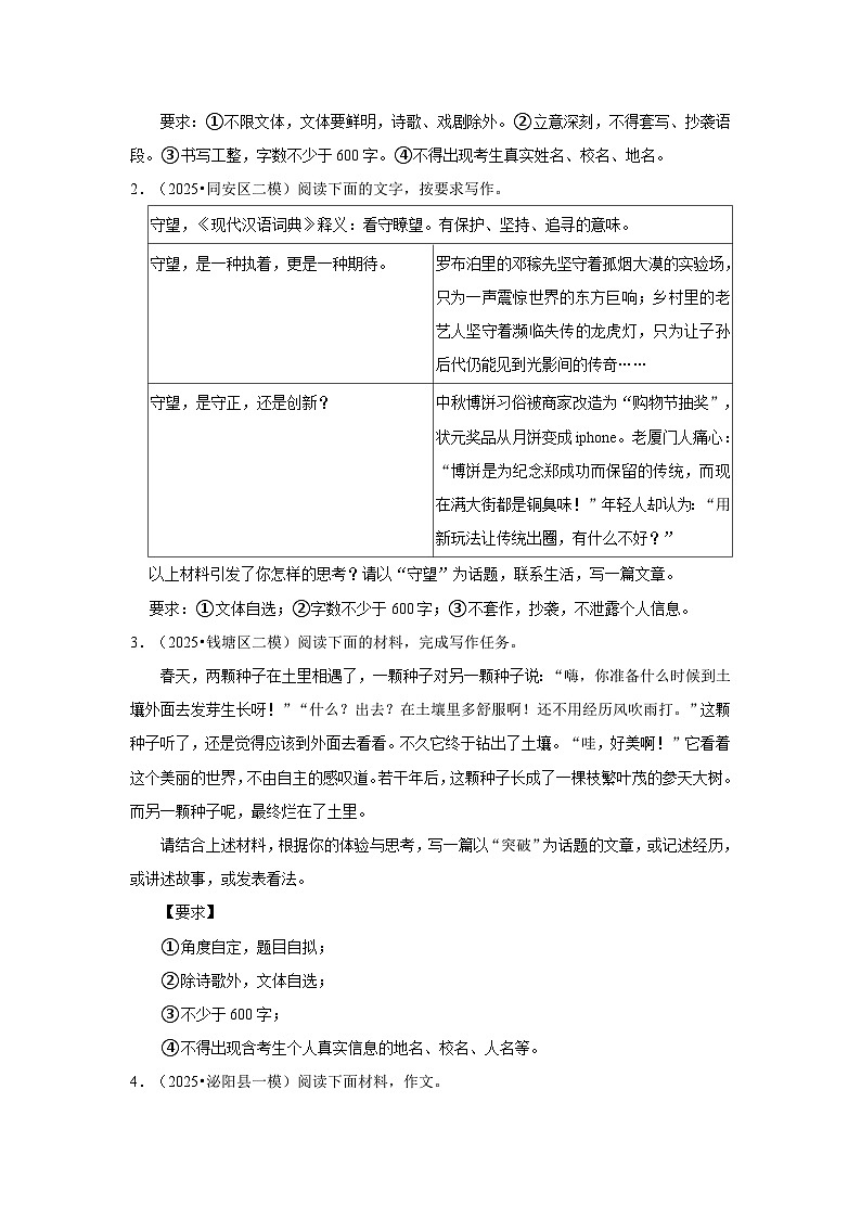2025年语文中考考前必刷题—写作③:话题作文(原卷版)第2页