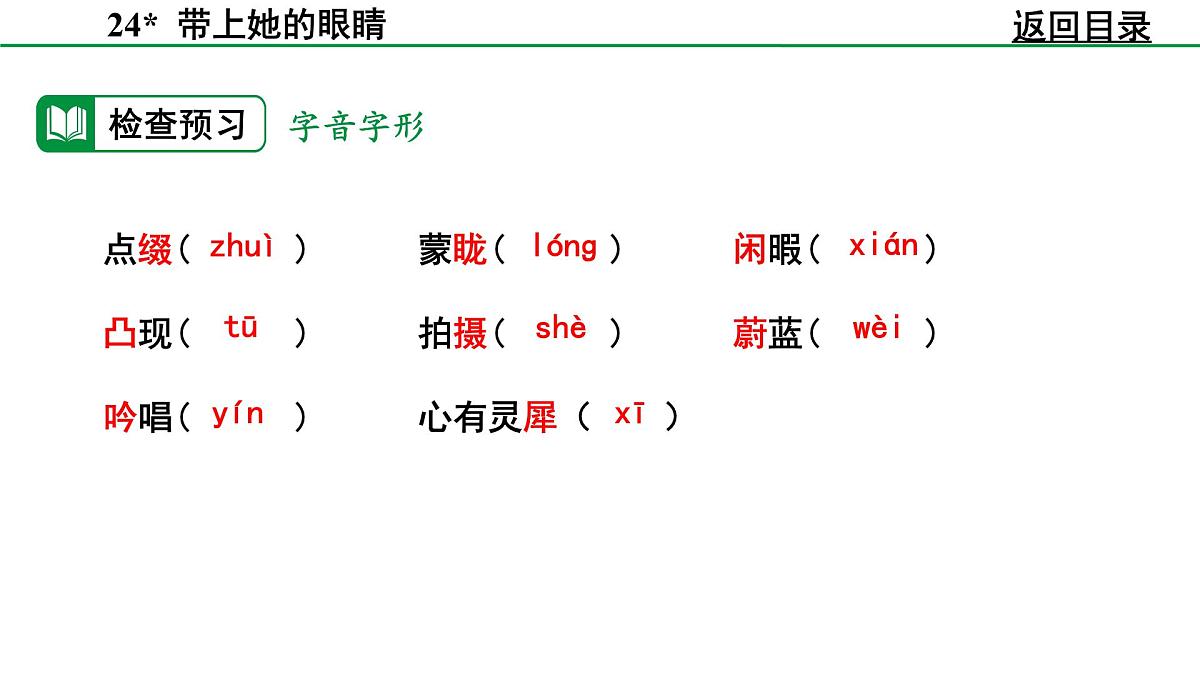 部编版2024-2025年第二学期 语文 七年级下册 第六单元 24 带上她的眼睛 课件第4页