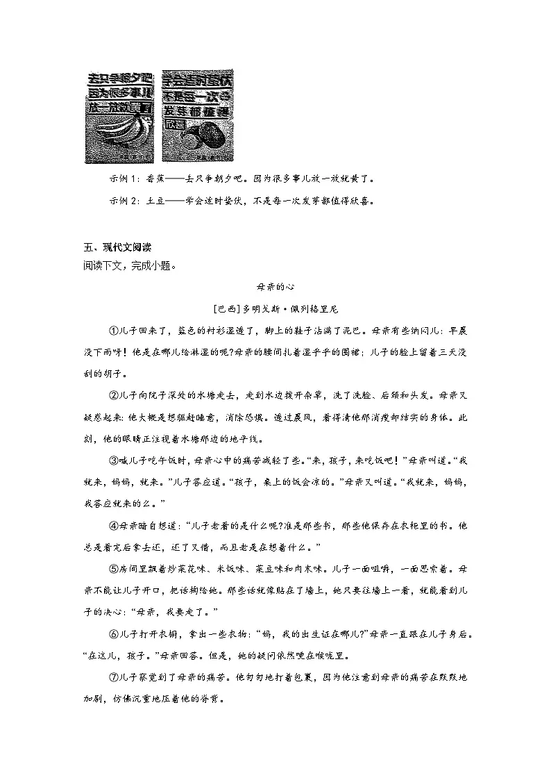 2025年河南省郑州市中考二模语文试题(含答案)第3页