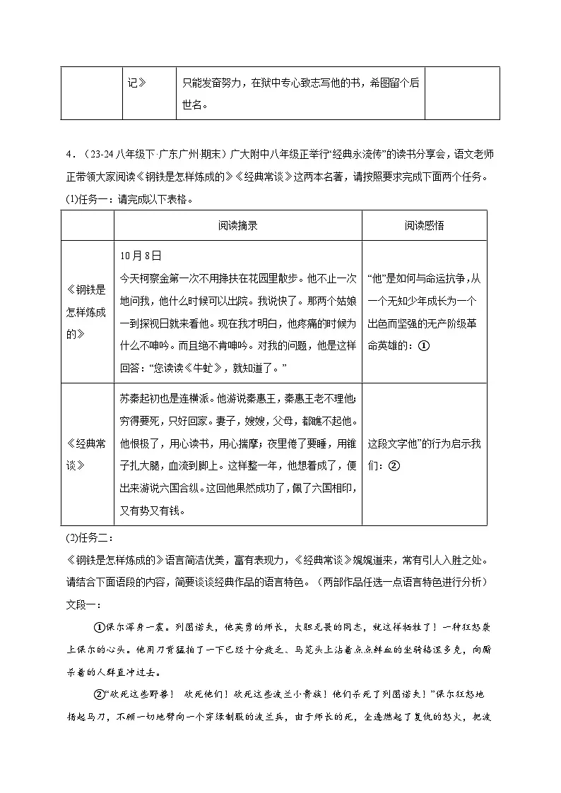 八年级语文下册期末复习专练 专题11名著阅读 《钢铁是怎样炼成的》《经典常谈》(原卷版)2024-2025学年(统编版)第2页