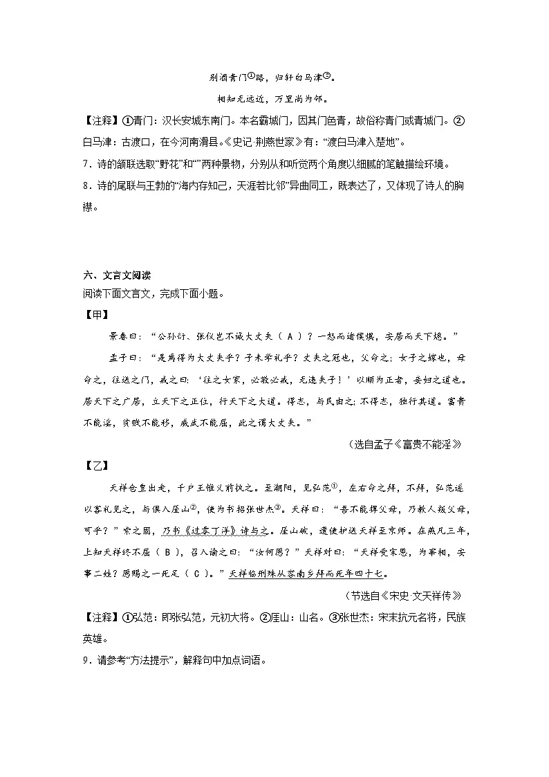 2025年4月湖北省广水市中考二模语文试题(含答案)第3页