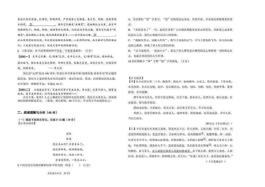 2025年黑龍江省大慶市肇源縣中考二模語文試題（中考模擬）第2頁