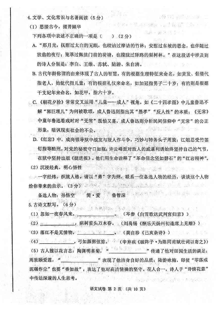 2025年辽宁省丹东市中考一模语文试题(中考模拟)第2页