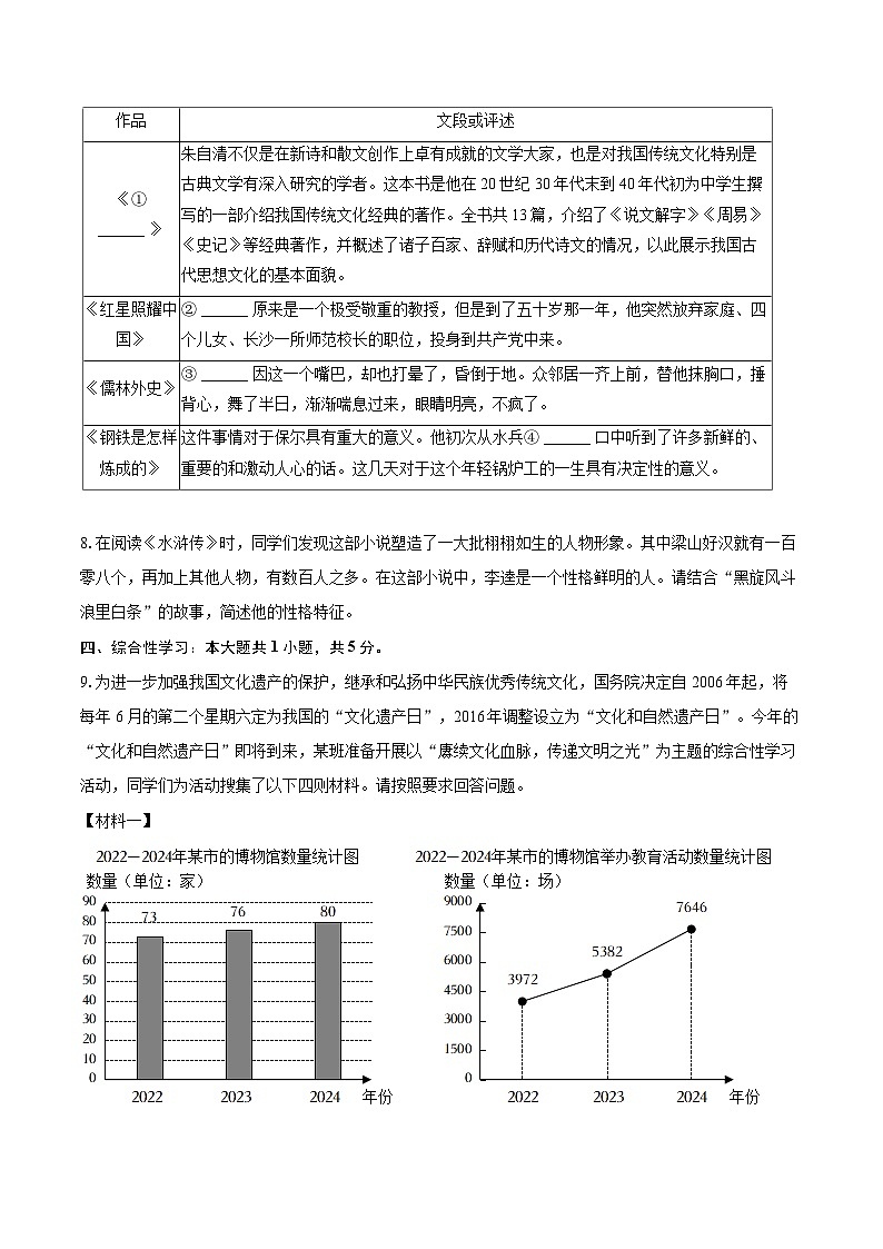 2025年天津市南开区中考语文一模试卷(含详细答案解析)第3页