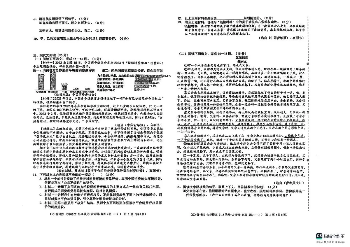 辽宁省鞍山市海城市西部集团2024-2025学年七年级下学期5月期中语文试题第2页
