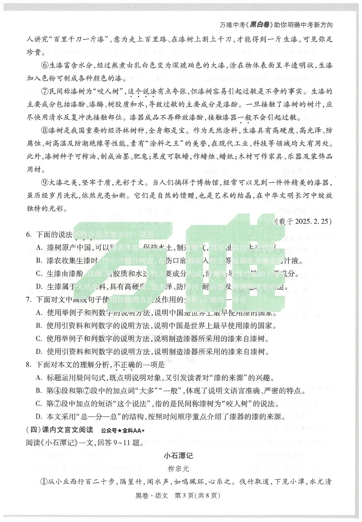 2025《万唯中考•天津黑白卷》语文黑卷第3页