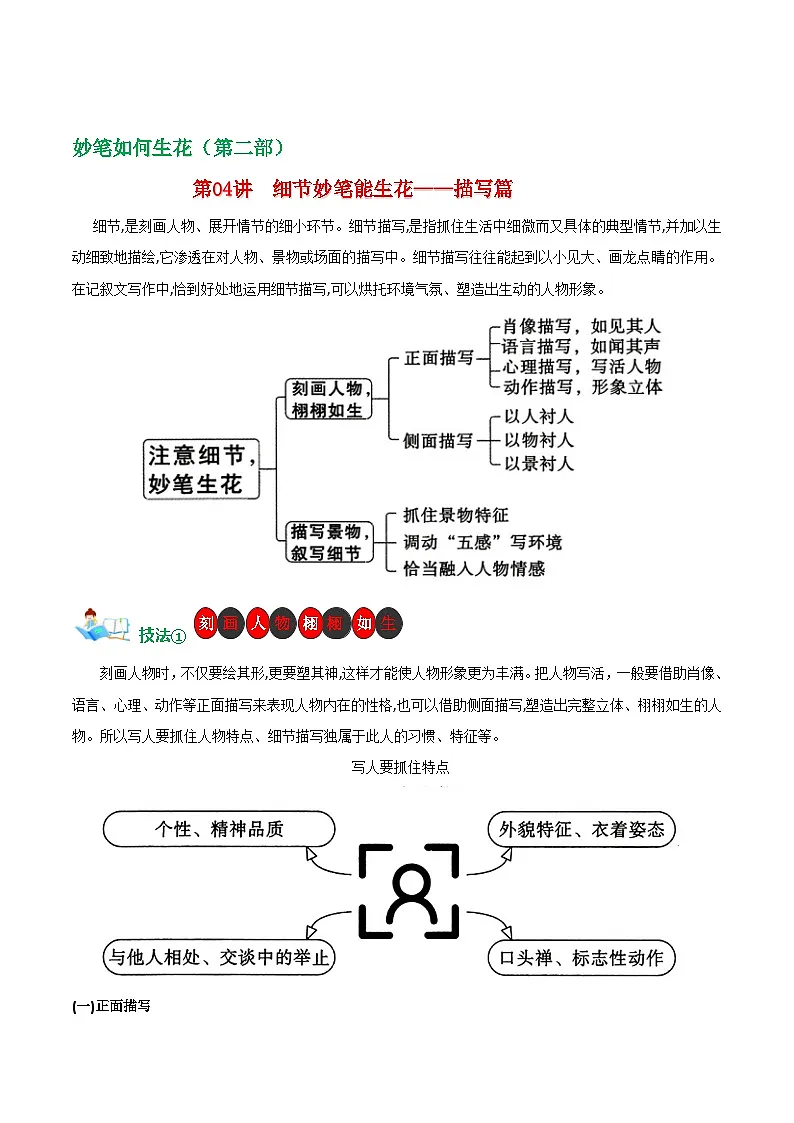第04讲 细节妙笔能生花——描写篇-2025年中考语文二轮作文专题讲练(全国通用)第1页