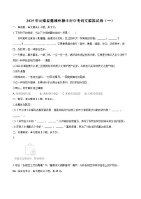 2025年云南省楚雄州禄丰市中考语文模拟试卷（一）（含详细答案解析）
