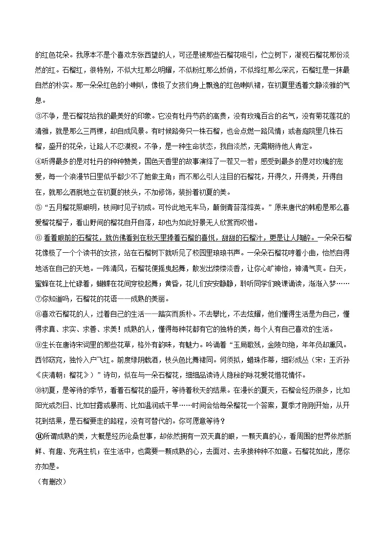 2025年四川省绵阳市涪城区中考语文二模试卷(含详细答案解析)第3页