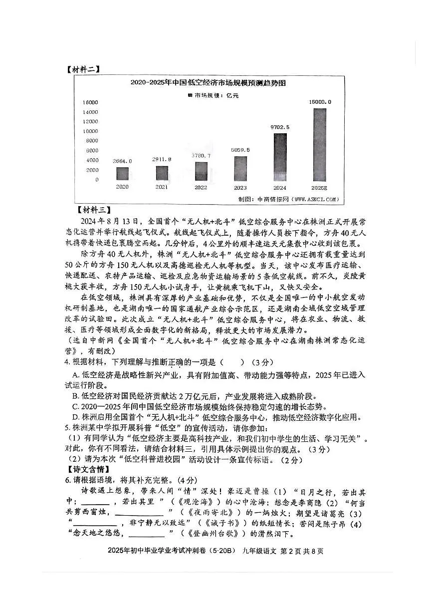 2025年湖南省娄底市涟源市中考三模语文试题(中考模拟)第2页