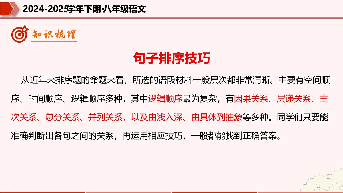 专题03:句子排序(考点串讲)-2024-2025学年八年级语文下学期期末考点大串讲(统编版)课件第7页