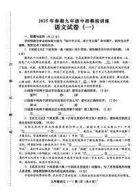 2025年河南省镇平县中招模拟训练语文试卷(一)(中考模拟)