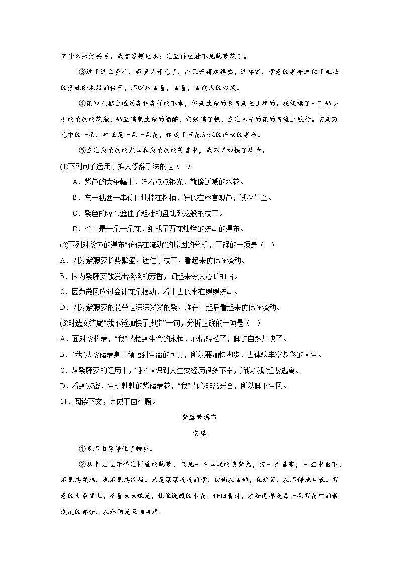 第19课《紫藤萝瀑布》练习2024—2025学年统编版(2024)语文七年级下册第3页