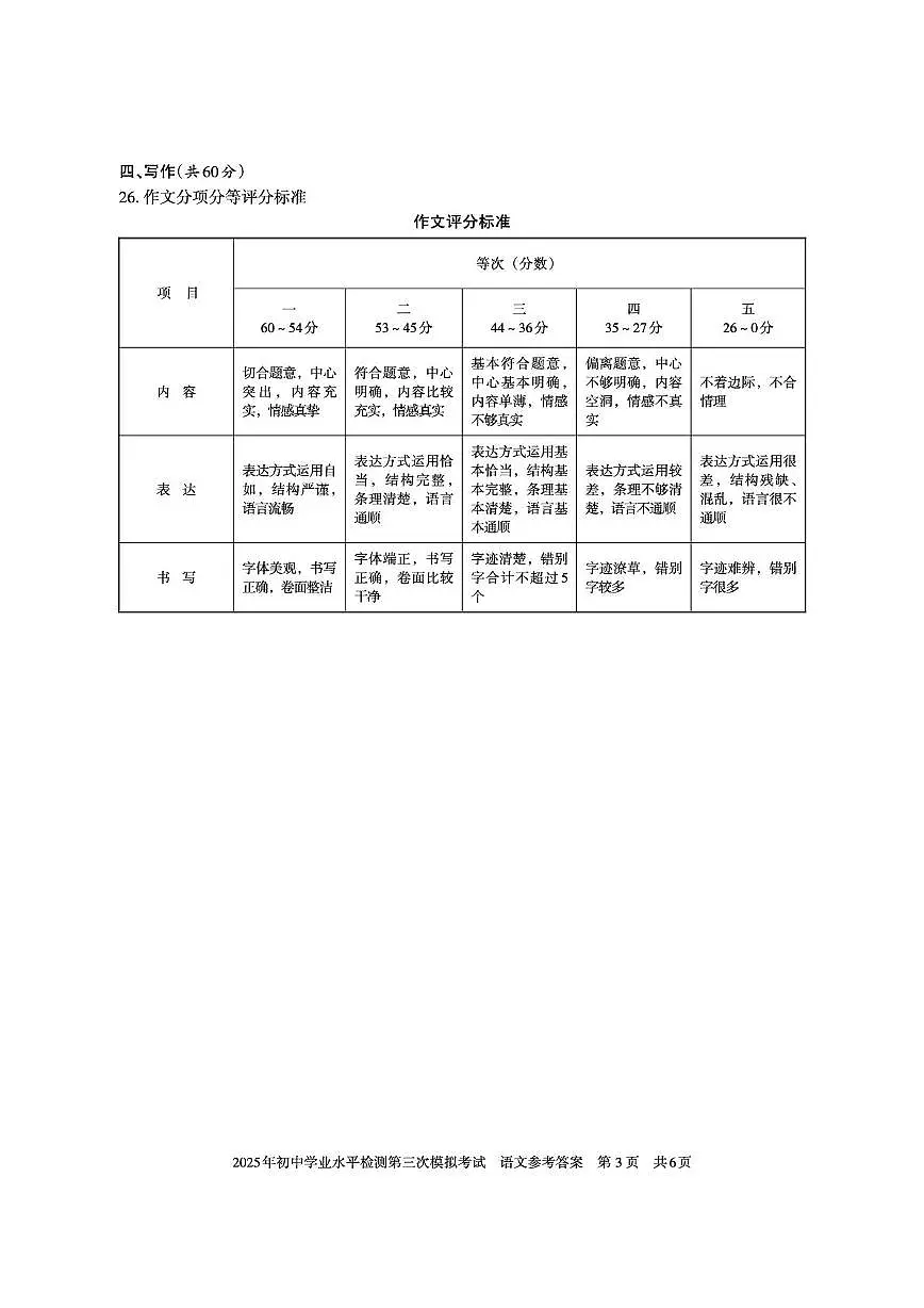 2025年新疆中考统考第三次模拟考试语文 2025年新疆初中学业水平检测第三次模拟考试语文试卷答案第3页