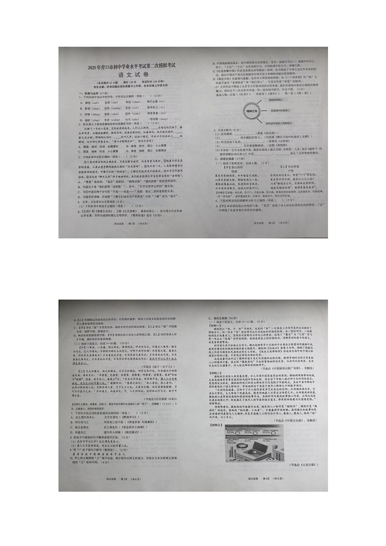 2025年辽宁省营口市盖州市中考二模语文试题(中考模拟)第1页