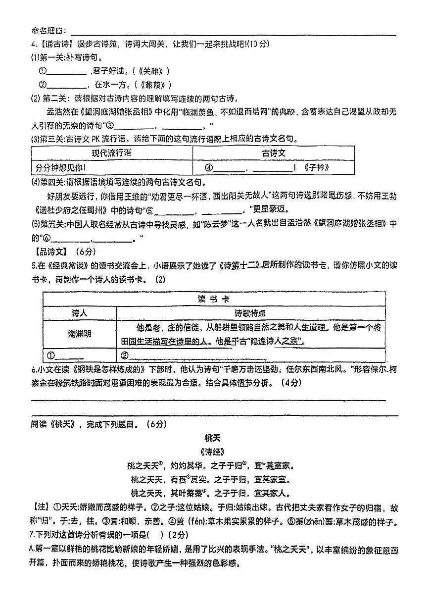 江苏南通海门区东洲国际学校2024—2025学年八年级下学期期中考试语文试题第2页