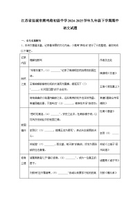江苏省盐城市鹿鸣路初级中学2024-2025学年九年级下学期期中 语文试题（含解析）