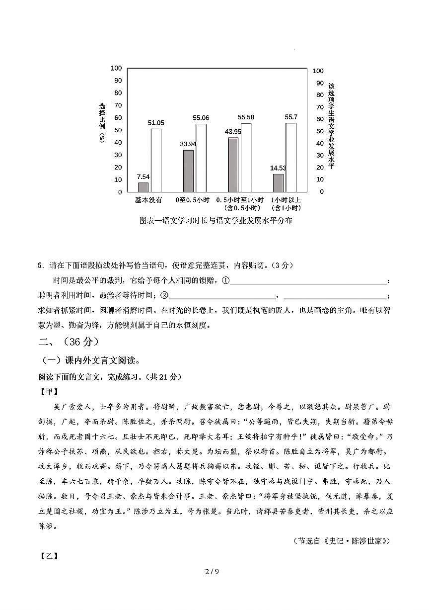 2025年初三语文中考冲刺抢压秘籍临考押题卷(济南专用)及其答案第2页
