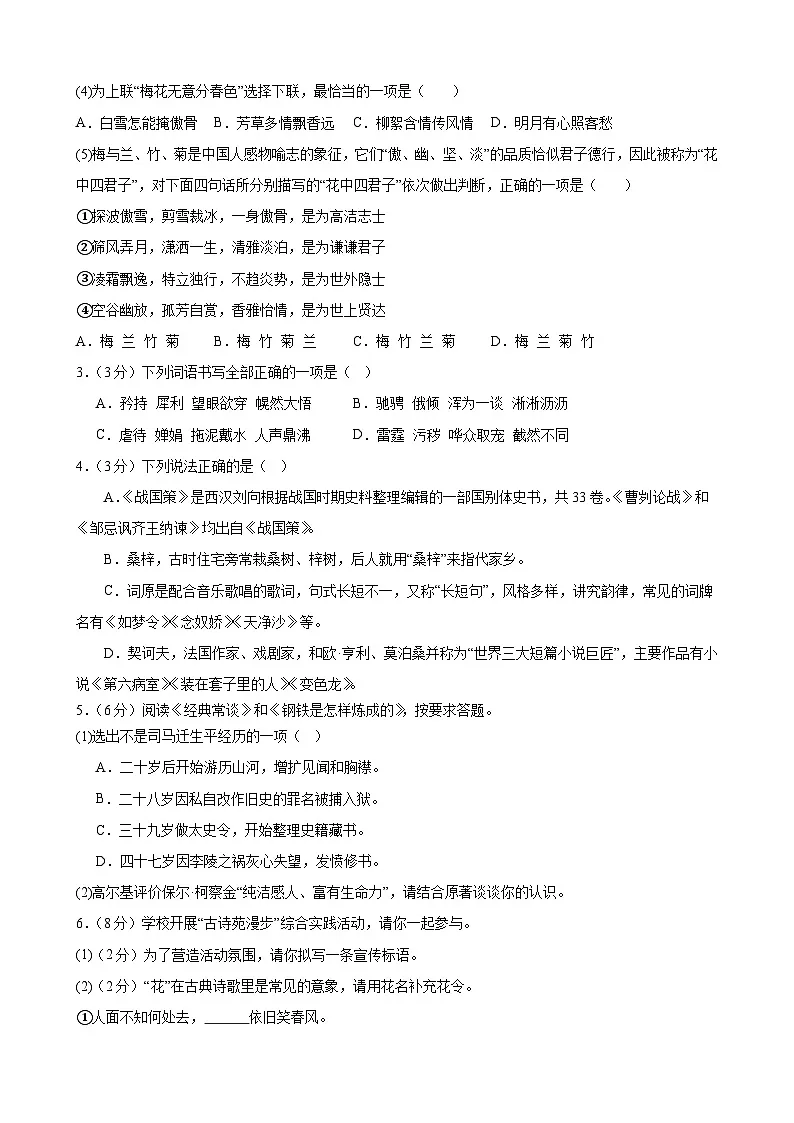 2025年甘肃省武威市凉州区发放中学、和寨九年制学校中考三模语文试题第2页