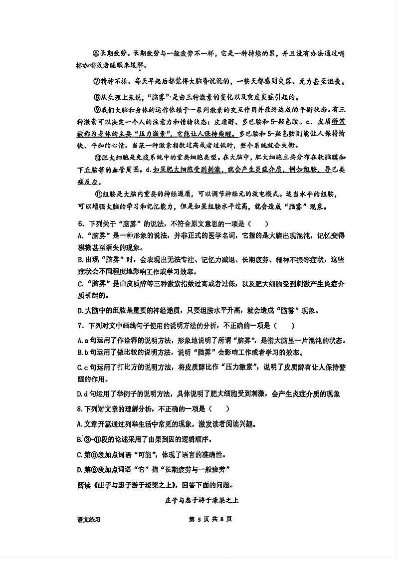 天津市第二南开学校2024-2025学年八年级下学期语文第二次月考试卷第3页