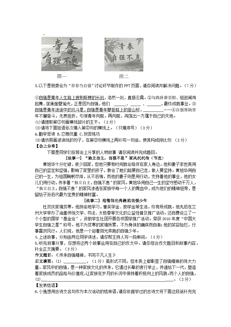 2025年甘肃省陇南市陇南市部分学校中考三模语文试题第2页