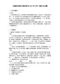 安徽省芜湖市城东联考2025年中考二模语文试题（含答案）