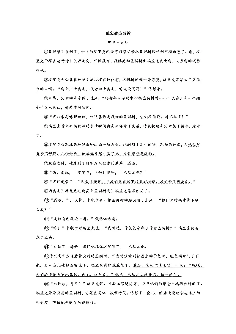 中考语文外国小说阅读理解专项训练(二)(原卷版)-2026年中考语文一轮复习现代文阅读训练(全国通用)第3页