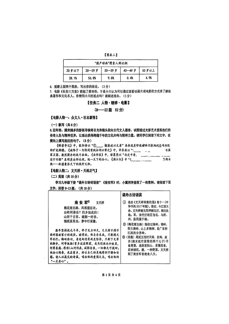 河北省邯郸市第二十五中学2024-2025学年第二学期初三第一次模拟考试语文第2页