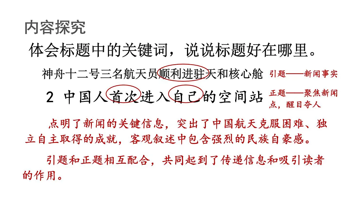 初中语文新人教部编版八年级上册第一单元2 中国人首次进入自己的空间站教学课件(2025秋)第6页