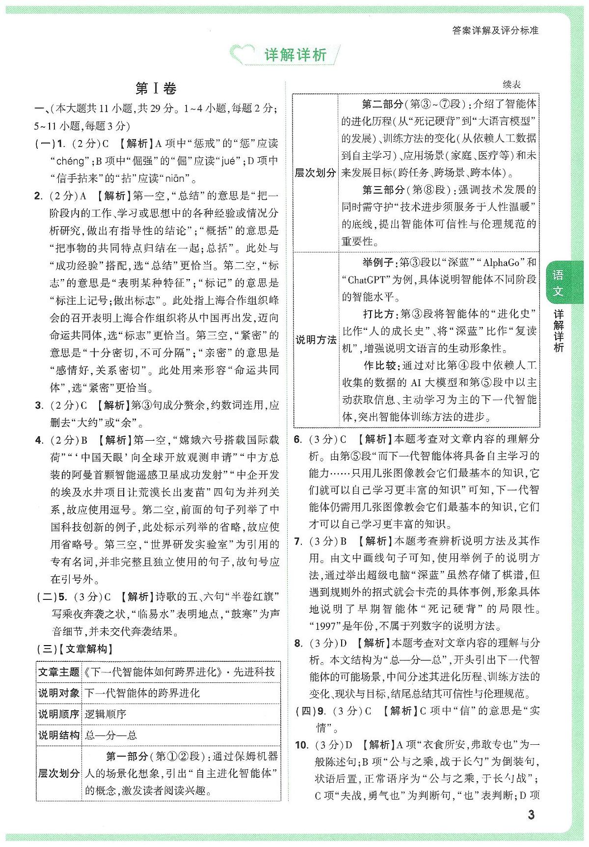 2025《万唯中考•天津定心卷》参考答案第3页