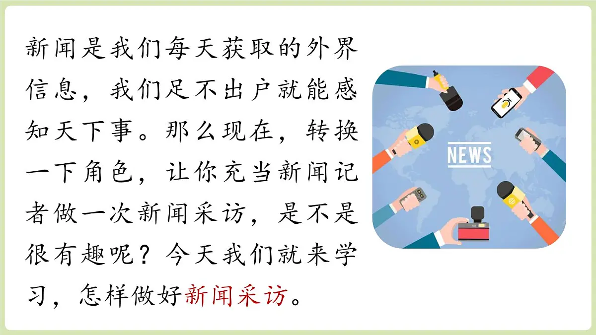 【暑假提前学】2025年秋初中语文八年级上册教学课件 第1单元 任务二 新闻采访第1页