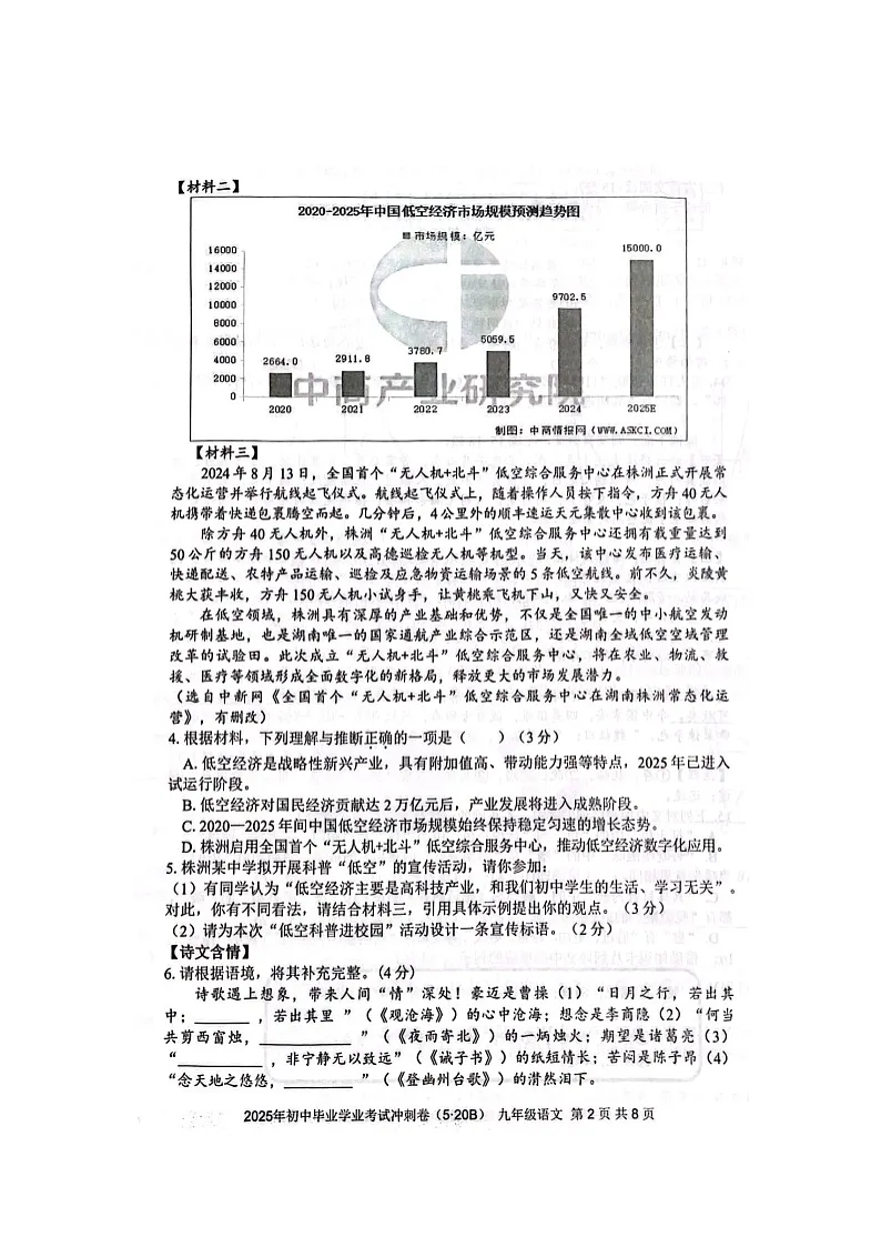 湖南省娄底市冷水江市2025年中考二模 语文试题第2页