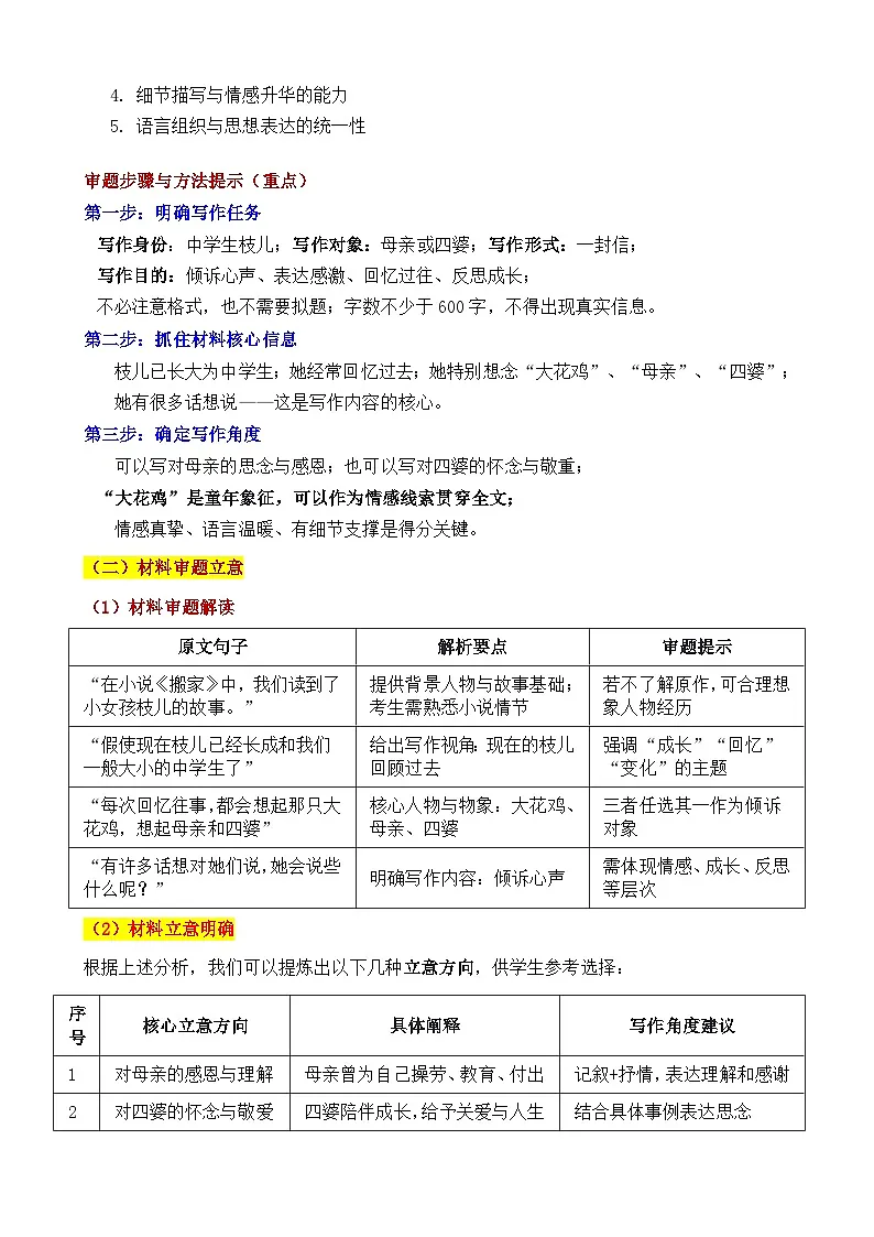 2025年江苏苏州 中考真题“枝儿:长大后,我更懂你们了” 审题立意指导与拓展训练(有答案))-2025年中考语文作文真题解析与导写第2页