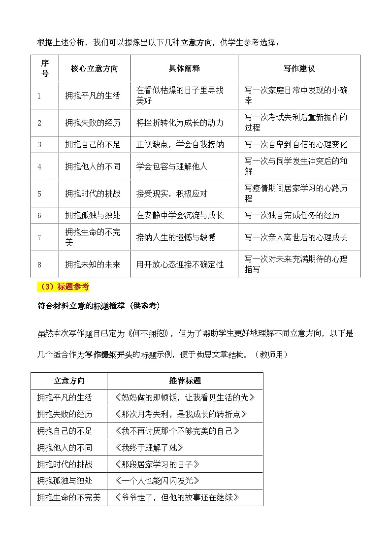 2025年山东烟台 中考真题“何不拥抱:向光而行” 审题立意指导与拓展训练(有答案))-2025年中考语文作文真题解析与导写第3页