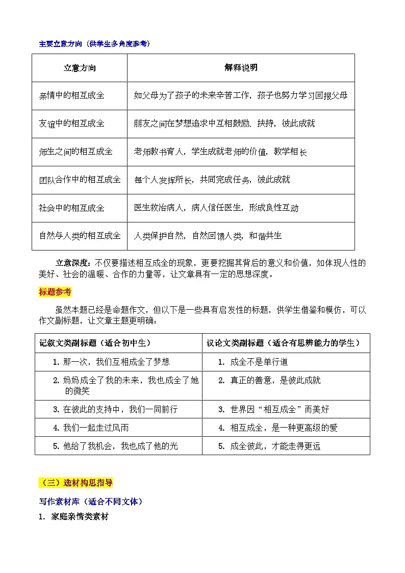 2025年上海 中考真题 “相互成全” 审题立意指导与拓展训练(有答案))-2025年中考语文作文真题解析与导写习第3页