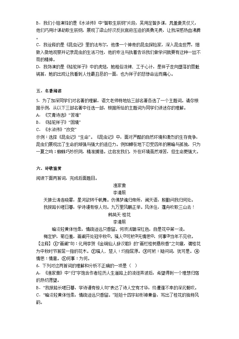 山东省青岛市市南区青岛大学附属中学2025年中考二模语文试题(含答案)第3页
