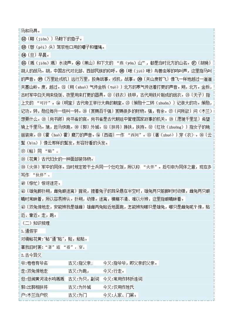 暑假作业05 《木兰诗》(原卷版)第2页