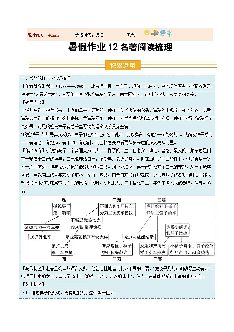 暑假作业12 名著阅读-解析版第1页