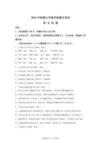 四川省德阳市旌阳区2024~2025学年九年级上学期期末语文试题（含解析）