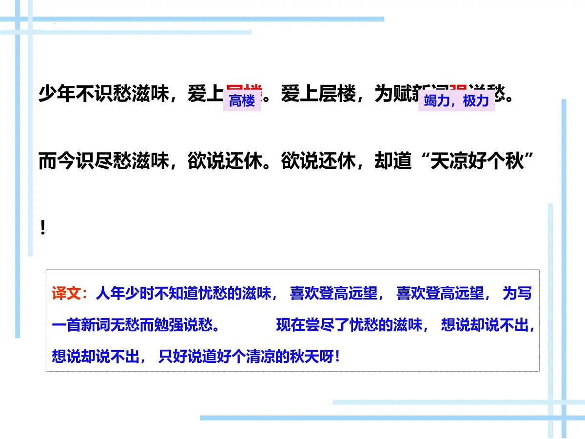 九年级上册第六单元 《课外古诗词诵读》课件《丑奴儿·书博山道中壁》(辛弃疾)第7页
