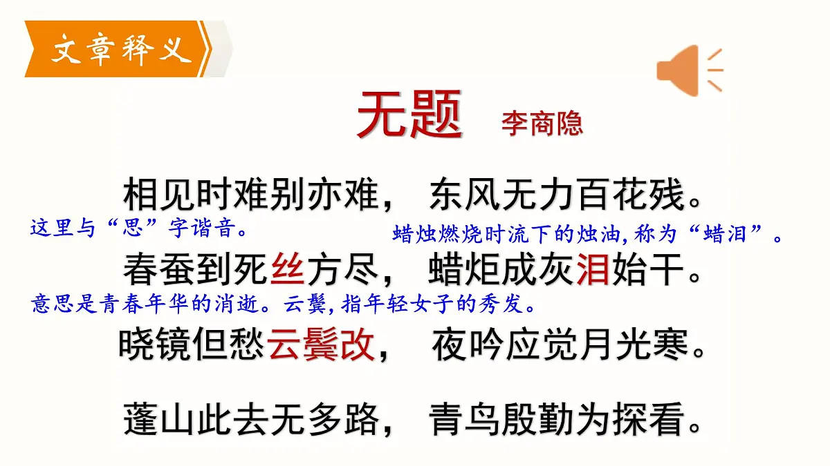 九年级上册第六单元 《课外古诗词诵读》课件《无题》(李商隐)第8页