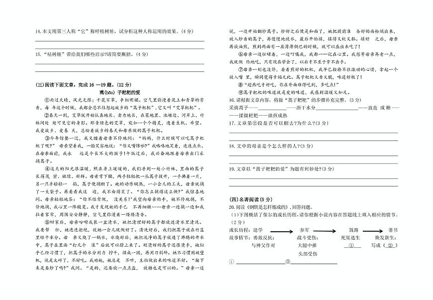 吉林省白山市第九中學2024-2025學年七年級下學期期末教學質(zhì)量檢測語文試卷（圖片版含答案）第3頁
