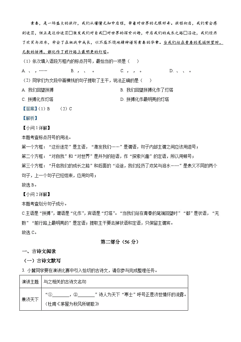 河北省石家庄市栾城区2024-2025学年八年级下学期期末语文试题(解析版)第3页
