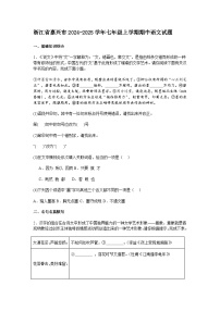 浙江省嘉兴市2024-2025学年七年级上学期期中语文试题（含答案）