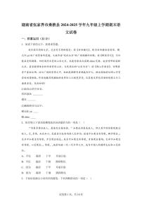 2024~2025学年湖南省张家界市桑植县九年级上学期期末语文试卷
