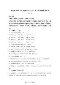 2024~2025学年四川省泸县第二中学九年级上学期期末语文试卷