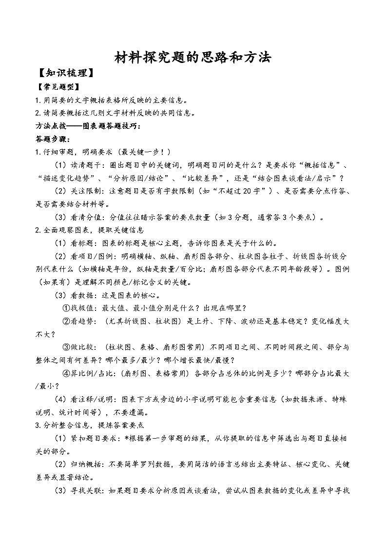 七年級升八年級上冊暑假銜接講義材料探究題的思路和方法（解析版）第1頁