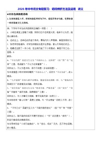 2026年中考语文专题复习：词语辨析方法及运用 讲义（含练习题及答案）