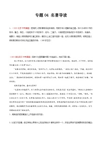 2025年中考语文真题分类汇编（全国通用）专题04 名著导读（全国通用）（原卷版）