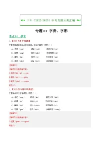 三年（2023-2025）中考语文真题分类汇编：专题01 字音字形（全国通用）（解析版）